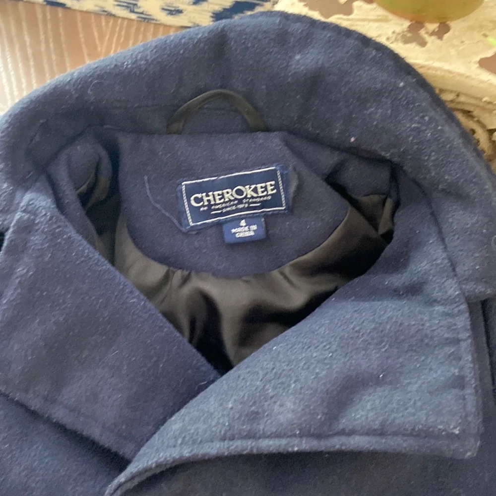 Little Boy Fleece Navy Blue Peacoat Dress Coat  Size 4
